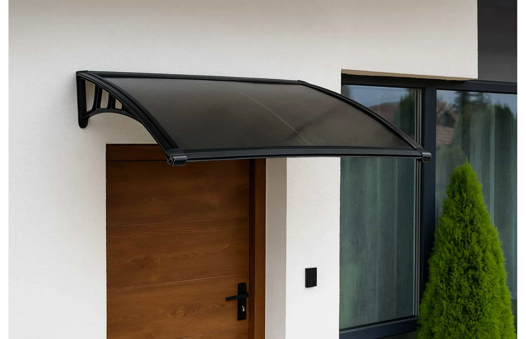 Copertină metalică cu plastic rigid, 700x1200mm FUMURIU